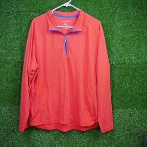 Tommy Bahama Salmon Coral Long Sleeve 1/4 Zip Pullover - Men's Size XL